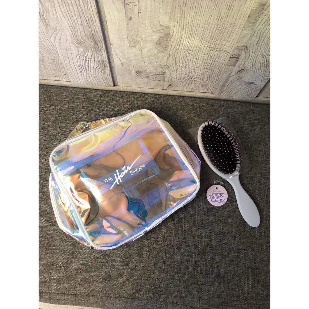 More Than Magic White Oval Hairbrush with Initial Letter P and Travel Makeup Bag